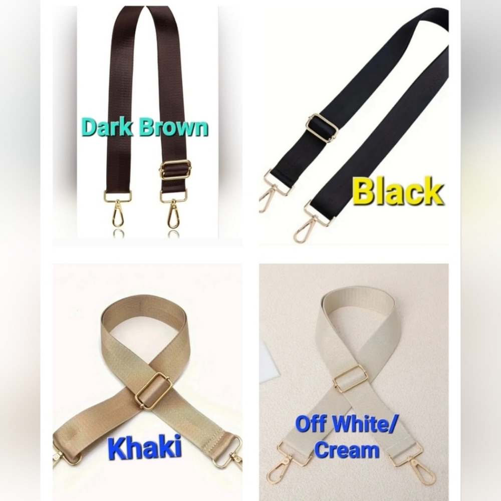 NWT purse replacement strap - dark drown, black, cream, golden brown, khaki